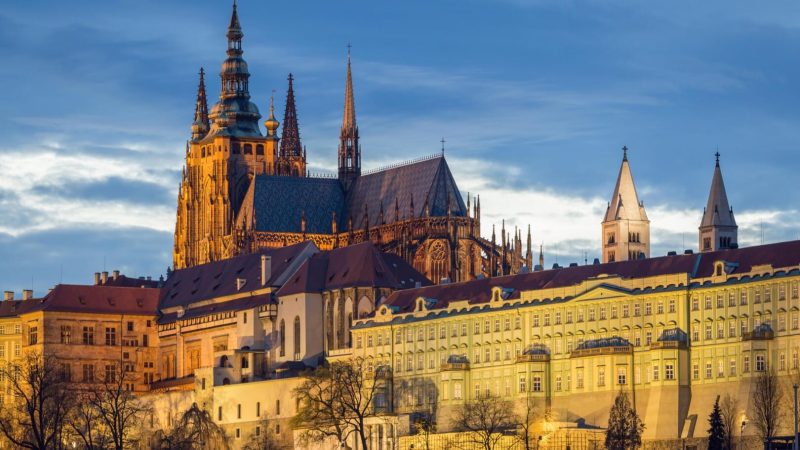 Prague's Castle during sunset, Prague, Czech republic, Europe. B