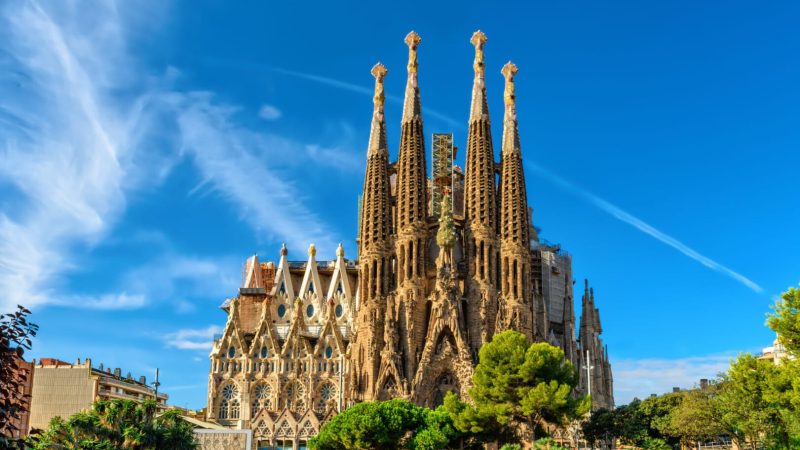 Cathedral of La Sagrada Familia. It is designed by architector Antonio Gaudi andl is being build since 1882.